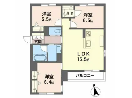 CANTABILE大関(3LDK/2階)の間取り写真