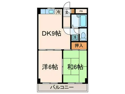 ハイツオオクボ(2DK/3階)の間取り写真