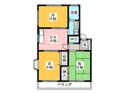 高砂ハイツ B(3DK/2階)の間取り写真