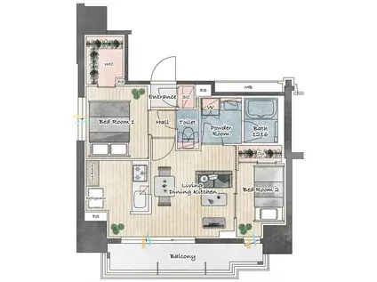 アーバネックス新御徒町(2LDK/4階)の間取り写真