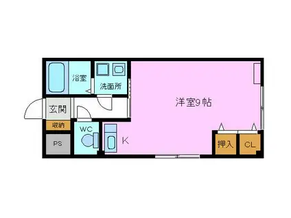 グレイス西山台(ワンルーム/3階)の間取り写真