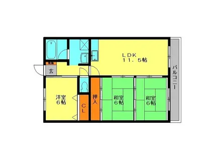 サンライト長住(3LDK/3階)の間取り写真