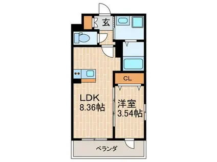 N FLAT(1LDK/1階)の間取り写真