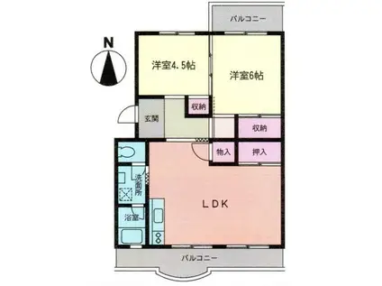 ヒルサイドシティI(2LDK/3階)の間取り写真