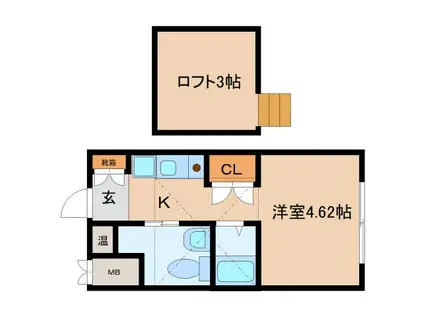 NM・DOUZE(1K/2階)の間取り写真
