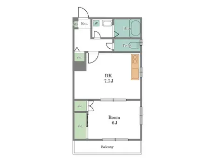 グレースパピヨン(1DK/1階)の間取り写真