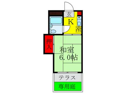 モンピエス-T(1K/1階)の間取り写真
