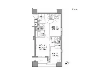 パークハビオ八丁堀(2LDK/6階)の間取り写真