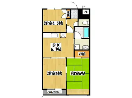 グリーンヒル102(3DK/2階)の間取り写真