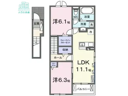 エイティエイト富の原II(2LDK/2階)の間取り写真