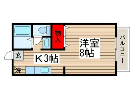 グリーンハイツB(1K/1階)の間取り写真