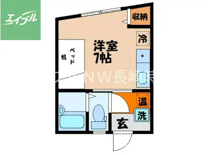 ラ・フィーユ・メゾン(ワンルーム/2階)の間取り写真