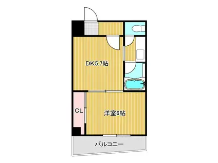マンションタワーサイド(1DK/9階)の間取り写真