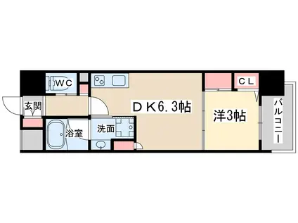 アーバネックス大阪天満宮Ⅱ(1DK/8階)の間取り写真