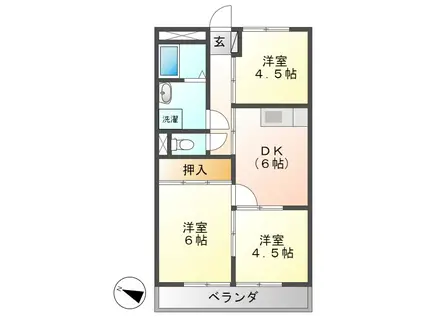 サンハイツスター(3DK/1階)の間取り写真
