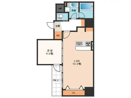 BRAVE常盤町II(1LDK/8階)の間取り写真