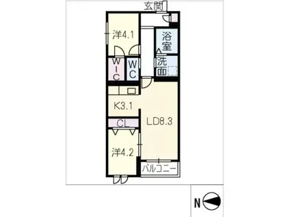 ティーメゾン若宮ヴィラ(2LDK/3階)の間取り写真