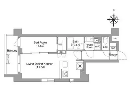 コンフォリア・リヴ永福町(1LDK/4階)の間取り写真