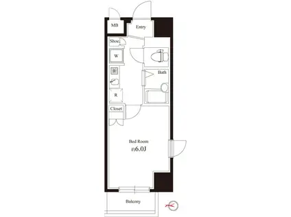 ヴェルト板橋イースト(1K/8階)の間取り写真