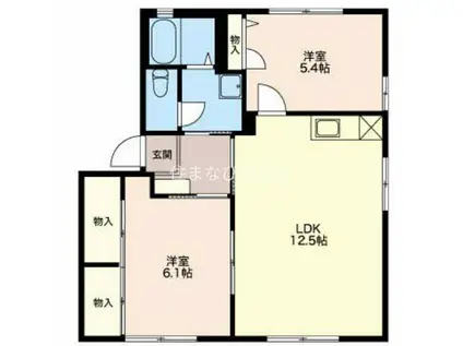 フローレンス D棟(2LDK/1階)の間取り写真