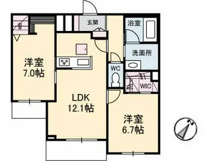 アベニール千鶴(2LDK/1階)の間取り写真