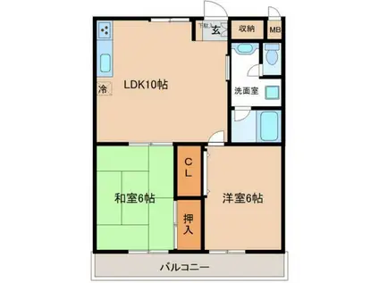 上志津田中ハイツA棟(2LDK/3階)の間取り写真