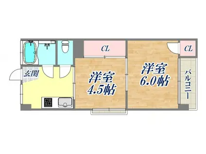向川原土井マンション(2K/1階)の間取り写真