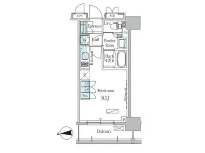 パークアクシス上野・稲荷町(ワンルーム/11階)の間取り写真