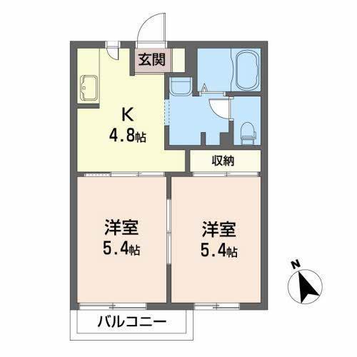 スターハウス(2K/2階)の間取り写真