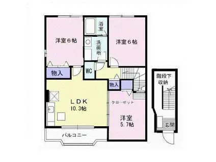 プリムヴェールA(3LDK/2階)の間取り写真