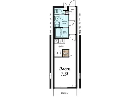 リブリ・加倉(1K/1階)の間取り写真