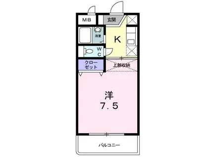 ウェルス三ヶ田(1K/3階)の間取り写真