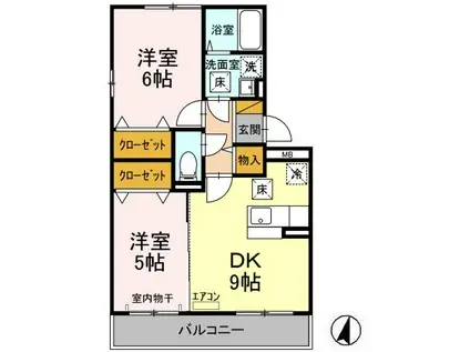 サンセゾンナツキ(2DK/1階)の間取り写真