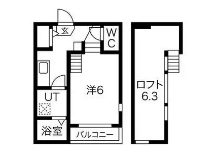 エクセラン白鳥(1K/1階)の間取り写真