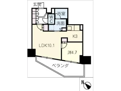 ローレルタワー名古屋千種1404(1LDK/14階)の間取り写真