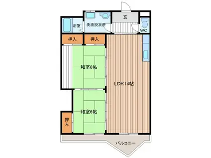 パークサイドクリヤマ(2LDK/2階)の間取り写真