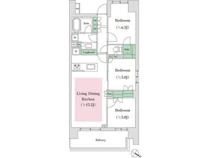 オープンレジデンシア両国森下(3LDK/4階)の間取り写真