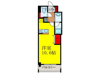 ルクラージュ室町(ワンルーム/4階)の間取り写真