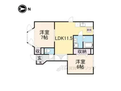 メゾンソレイユB(2LDK/1階)の間取り写真