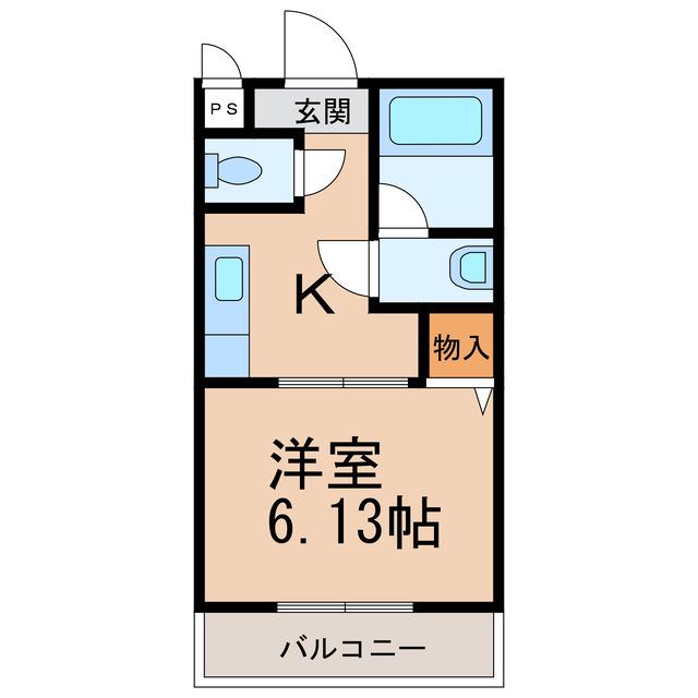 パインフィールド(1K/2階)の間取り写真