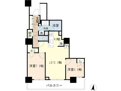ザ・ファーストタワー(2LDK/5階)の間取り写真