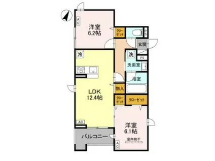 ラ・グリシーヌ・レーブ(2LDK/3階)の間取り写真