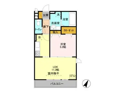 カンプノウ(1LDK/2階)の間取り写真