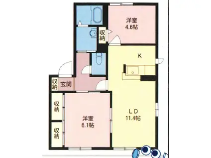 クレアールA(2LDK/1階)の間取り写真