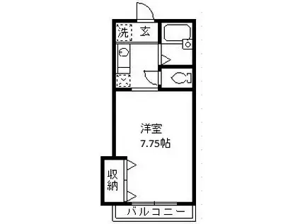 ハイツひばり(1K/2階)の間取り写真