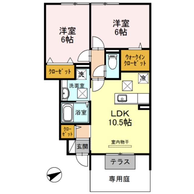 カーサM(2LDK/1階)の間取り写真