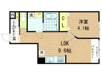 ヒルクライム桃谷(1LDK/3階)の間取り写真