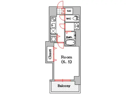 レオンコンフォート難波ミラージュ(1K/2階)の間取り写真