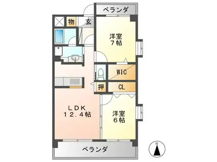 CATTLEYAII(2LDK/1階)の間取り写真