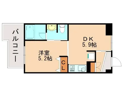 ルーエハイム(1DK/2階)の間取り写真